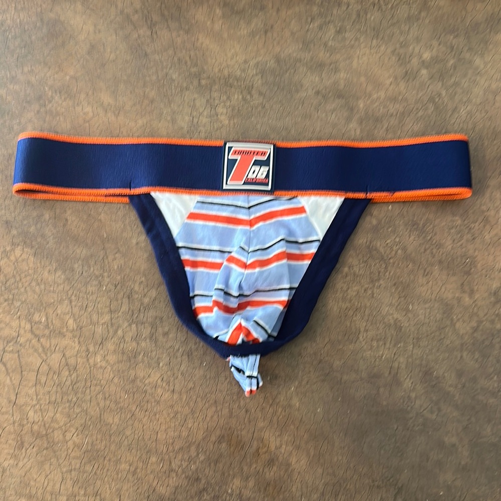 Men’s Timoteo Blue and Orange thong size small